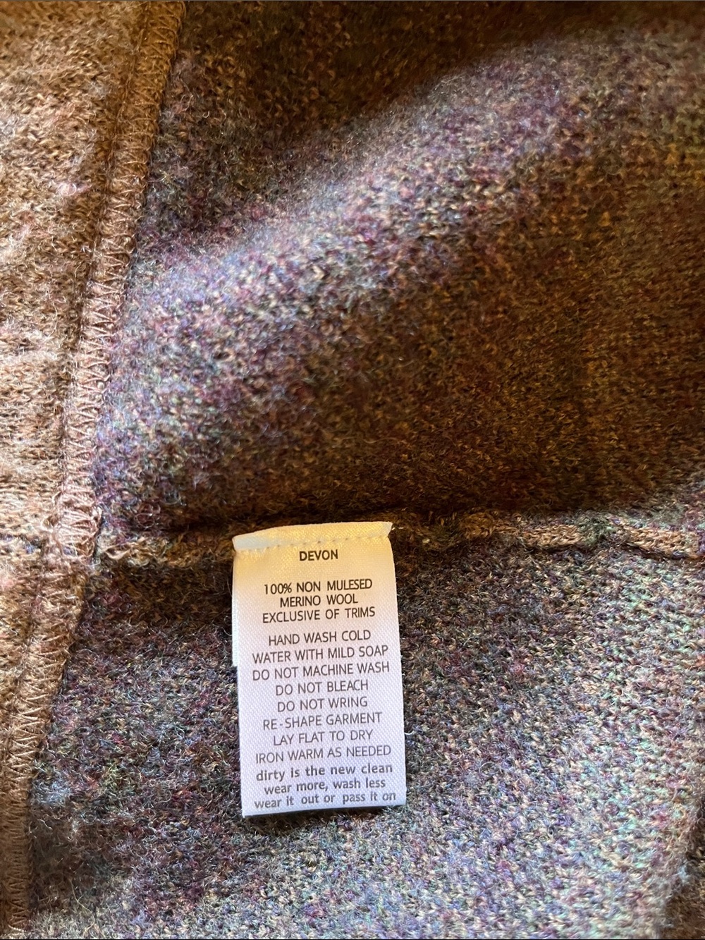 Merino Wool-Blend Patterned Skirt - Brown & Green nature inspired pattern Lg - Picture 3 of 7
